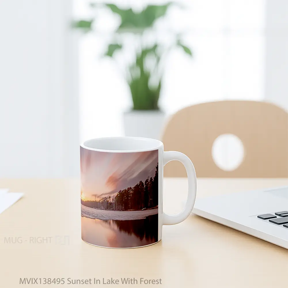 Mug Sunset In Lake With Forest Gelas Pemandangan Alam - All-side / Desain