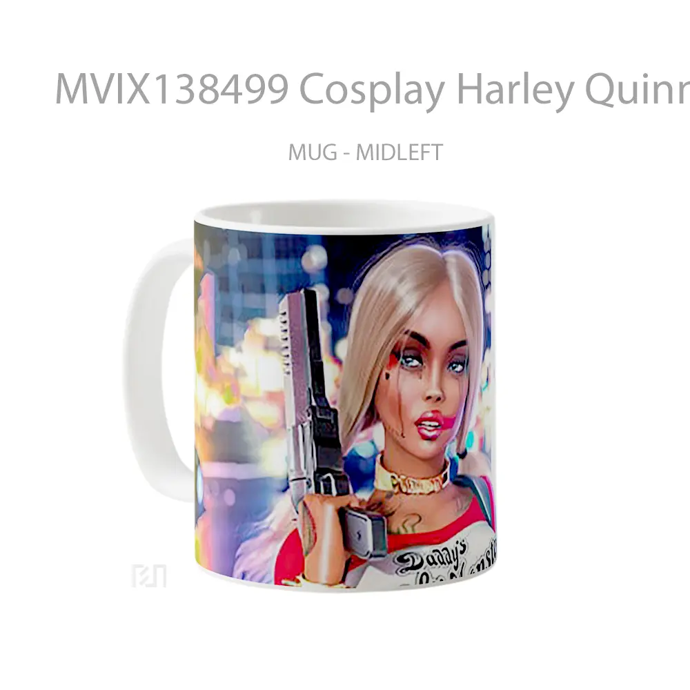Mug Cosplay Harley Quinn Gelas Keramik Unik - All-side / Desain