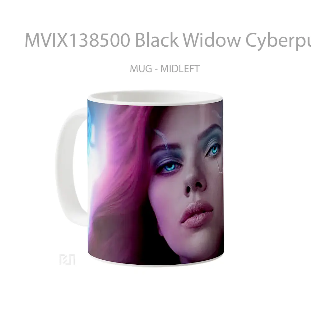 Mug Black Widow Cyberpunk 2077 Gelas Superhero - All-side / Desain