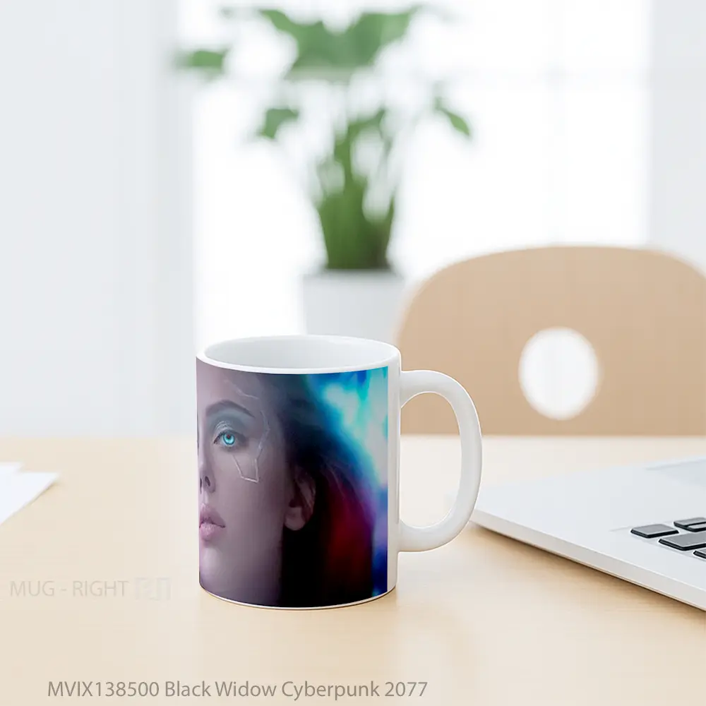 Mug Black Widow Cyberpunk 2077 Gelas Superhero - All-side / Desain