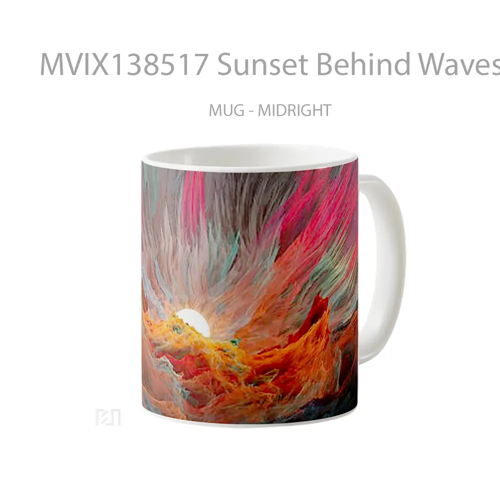 Mug Sunset Behind Waves Gelas Pemandangan Alam - All-side / Desain