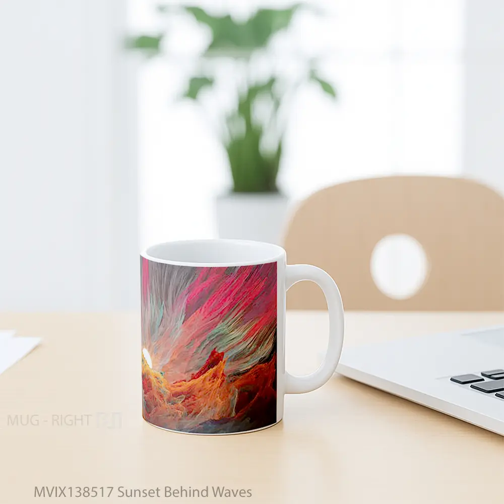 Mug Sunset Behind Waves Gelas Pemandangan Alam - All-side / Desain