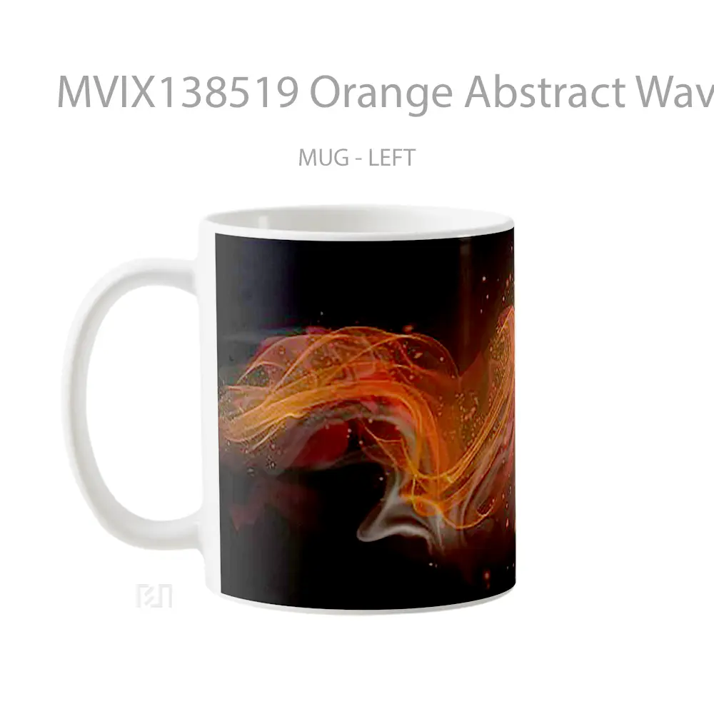 Mug Orange Abstract Waves Gelas Seni Modern - All-side / Desain