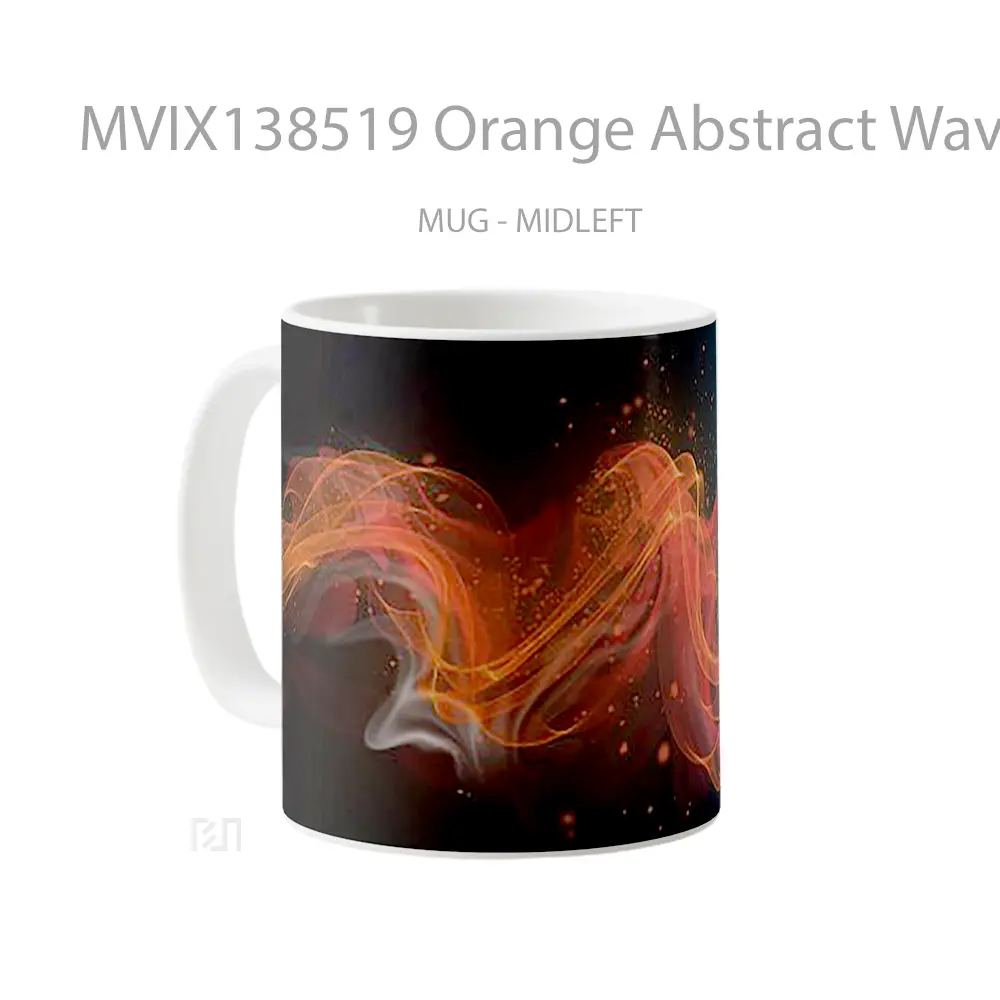 Mug Orange Abstract Waves Gelas Seni Modern - All-side / Desain