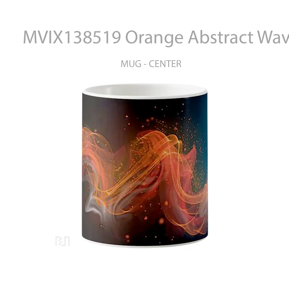 Mug Orange Abstract Waves Gelas Seni Modern