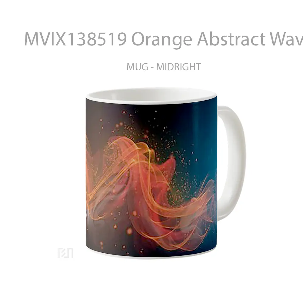 Mug Orange Abstract Waves Gelas Seni Modern - All-side / Desain