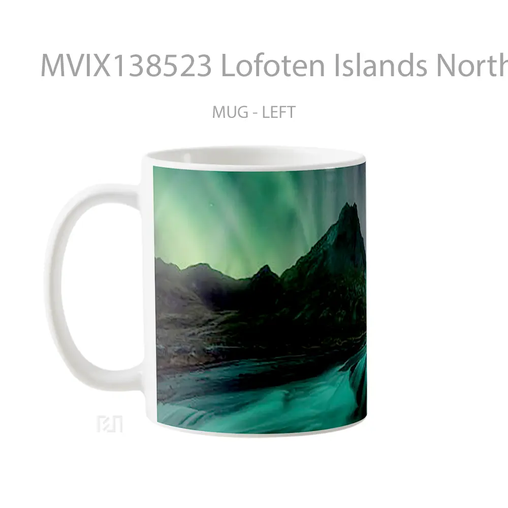 Mug Lofoten Islands Northern Lights Gelas Pemandangan Alam - All-side / Desain