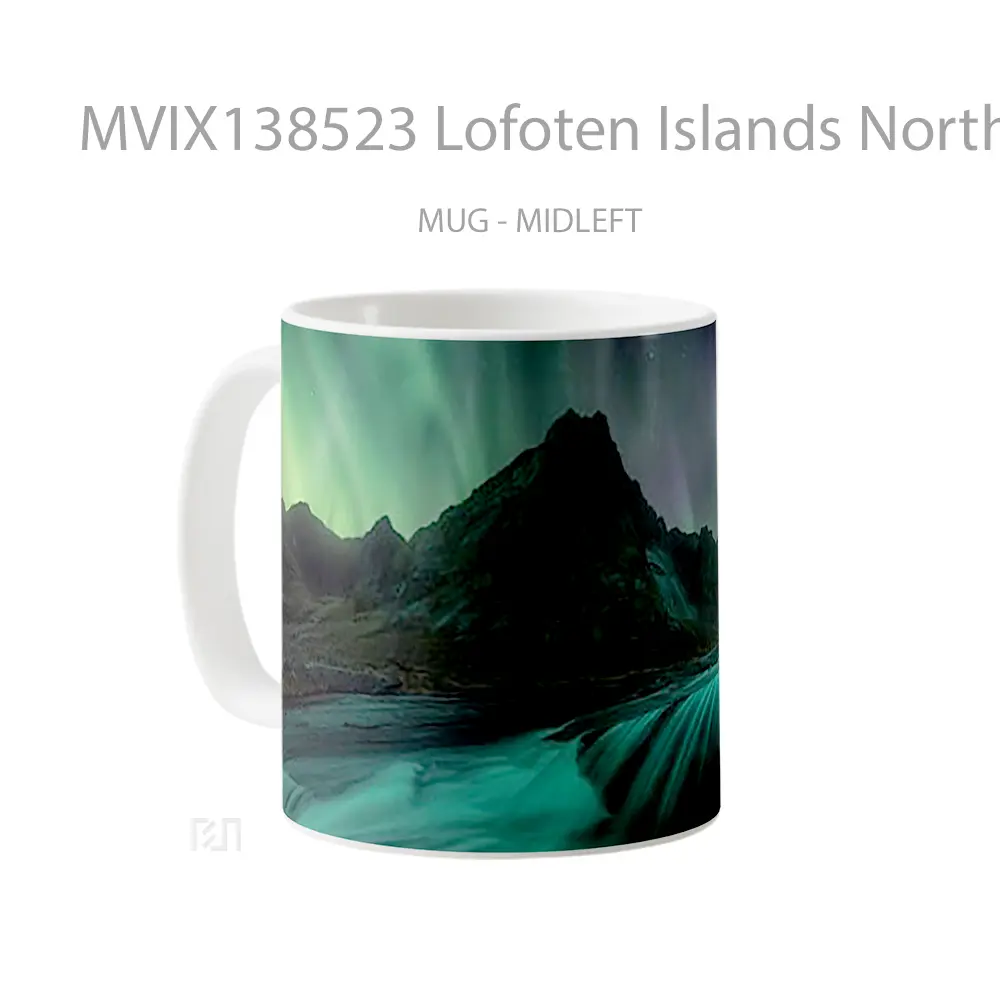 Mug Lofoten Islands Northern Lights Gelas Pemandangan Alam - All-side / Desain