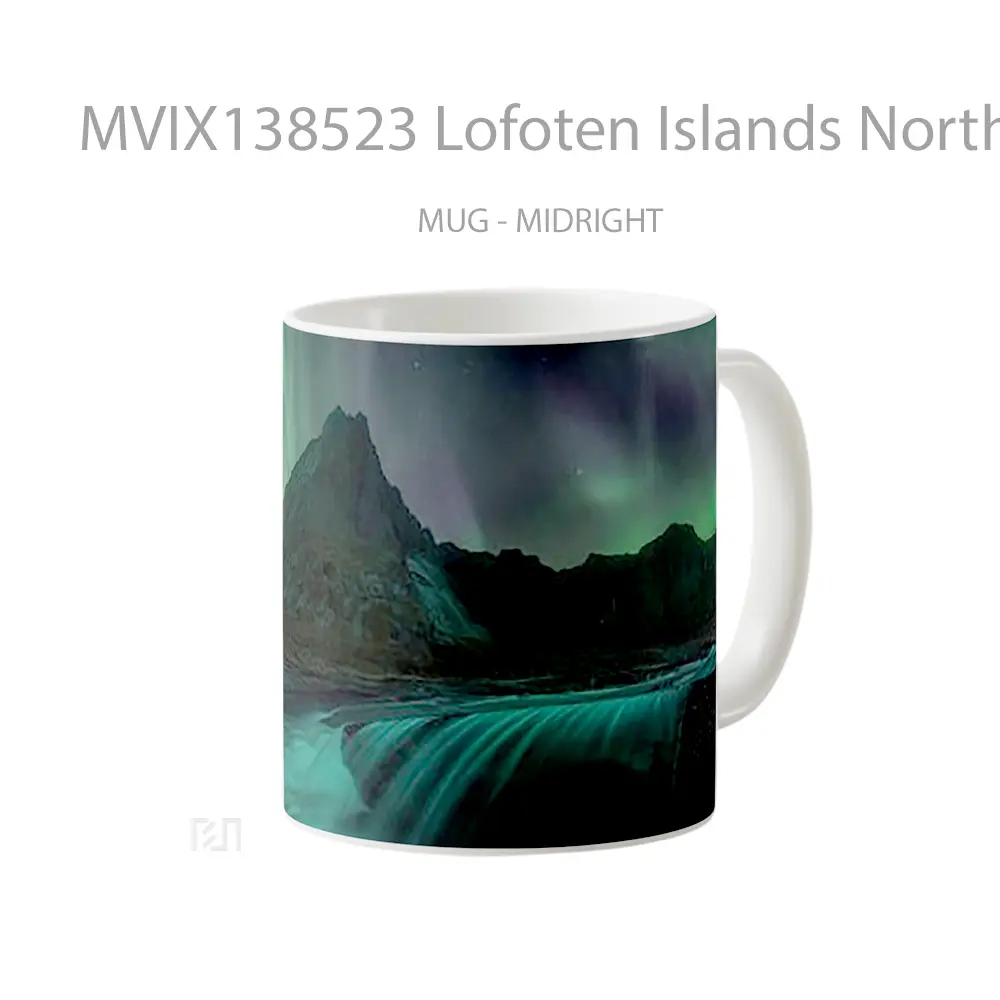 Mug Lofoten Islands Northern Lights Gelas Pemandangan Alam - All-side / Desain