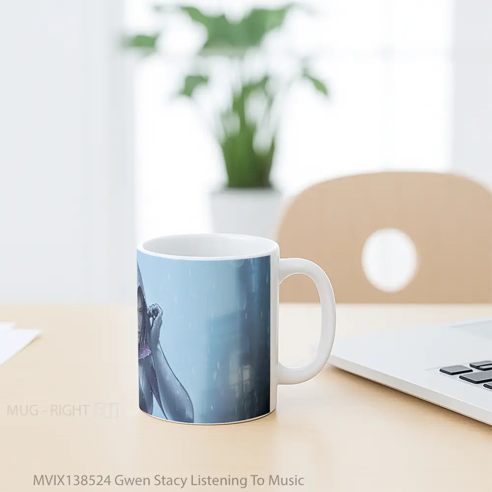 Mug Gwen Stacy Listening To Music Gelas Superhero - All-side / Desain