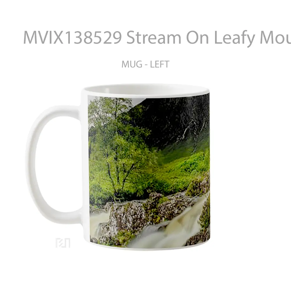Mug Stream On Leafy Mountain Gelas Pemandangan Alam - All-side / Desain