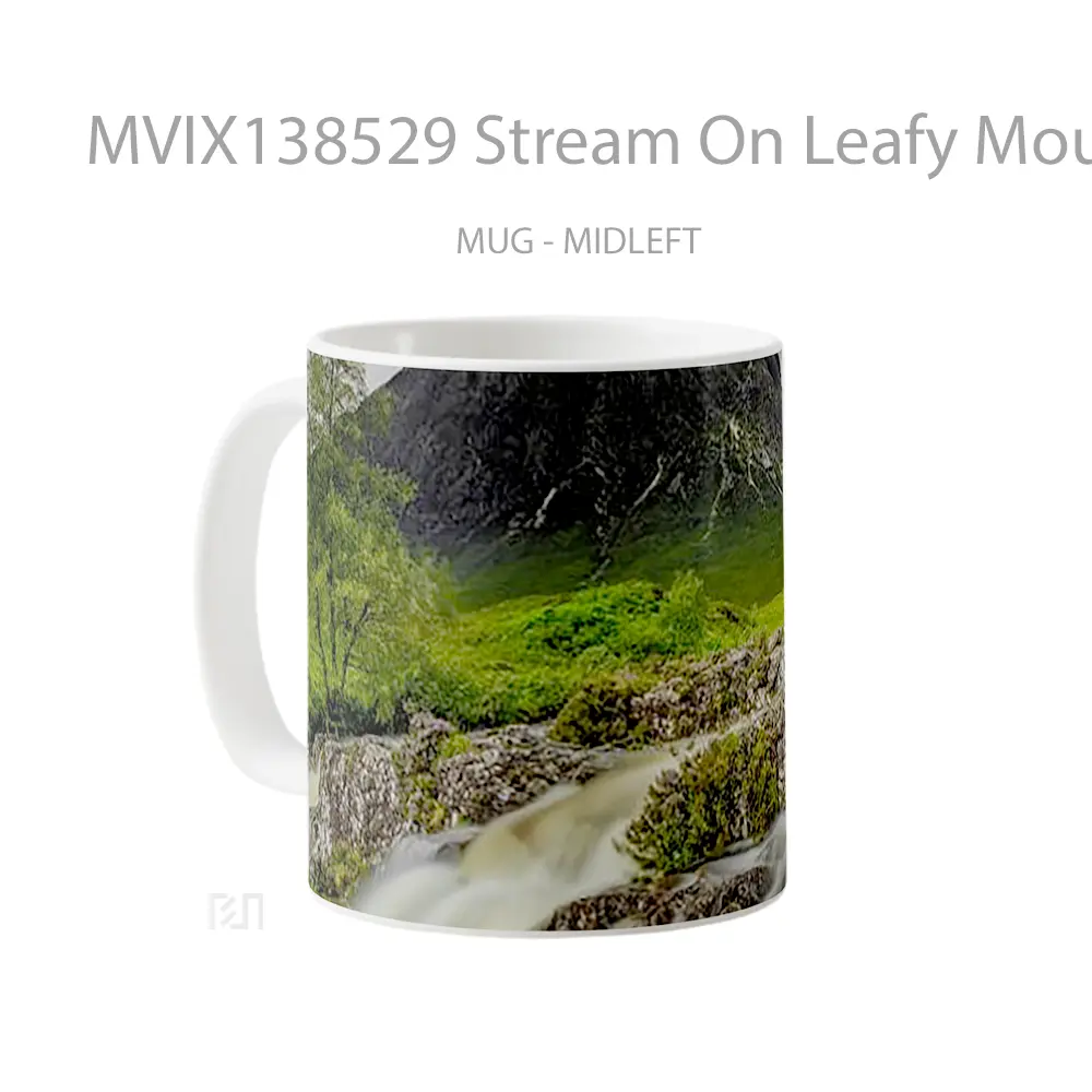 Mug Stream On Leafy Mountain Gelas Pemandangan Alam - All-side / Desain