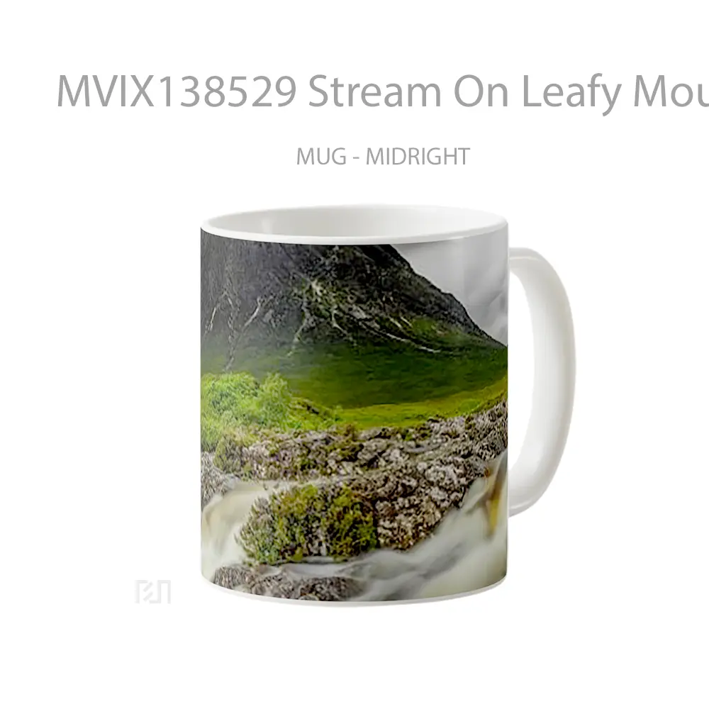 Mug Stream On Leafy Mountain Gelas Pemandangan Alam - All-side / Desain