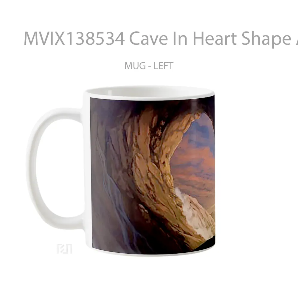 Mug Cave In Heart Shape Artwork Gelas Pemandangan Alam - All-side / Desain