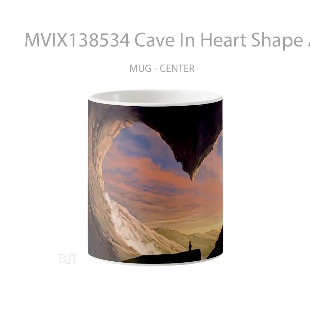 Mug Cave In Heart Shape Artwork Gelas Pemandangan Alam