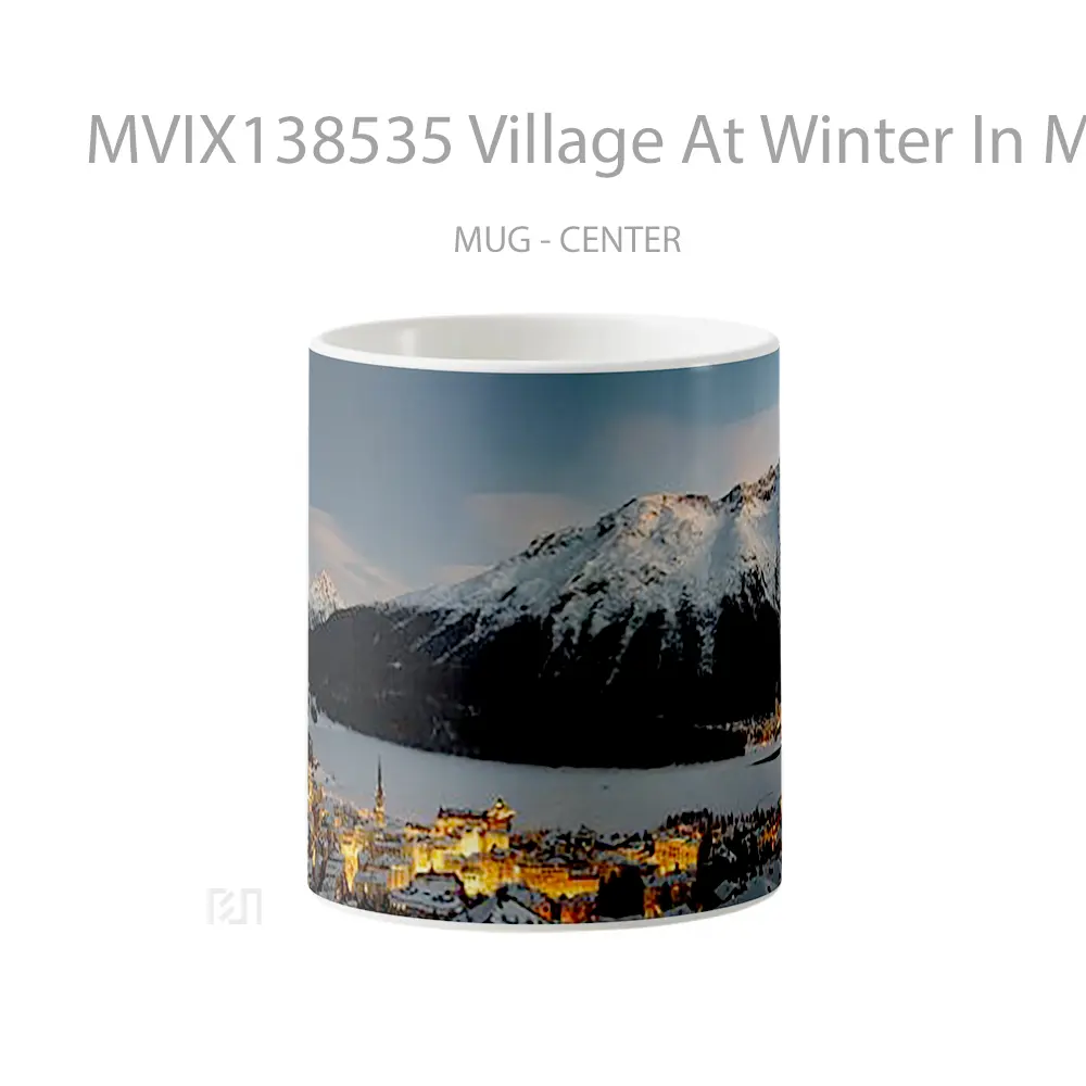 Mug Village At Winter In Mountains Gelas Pemandangan Alam
