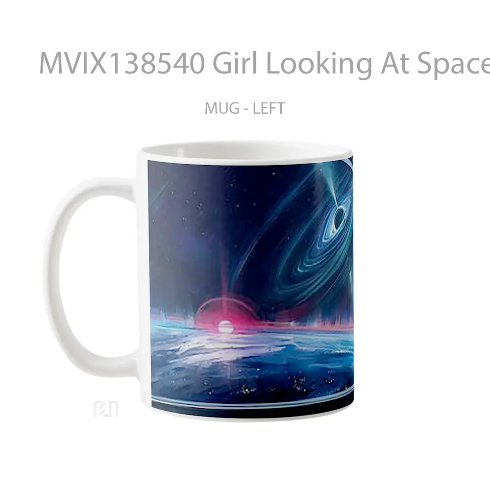 Mug Girl Looking At Space Gelas Astronomi - All-side / Desain