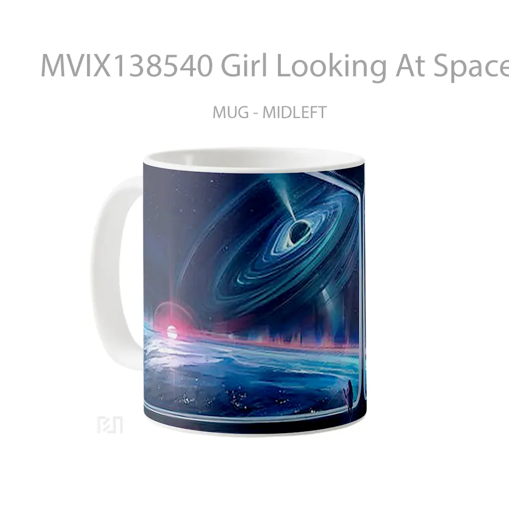 Mug Girl Looking At Space Gelas Astronomi - All-side / Desain