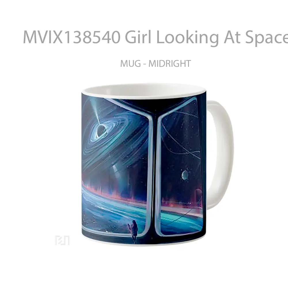 Mug Girl Looking At Space Gelas Astronomi - All-side / Desain