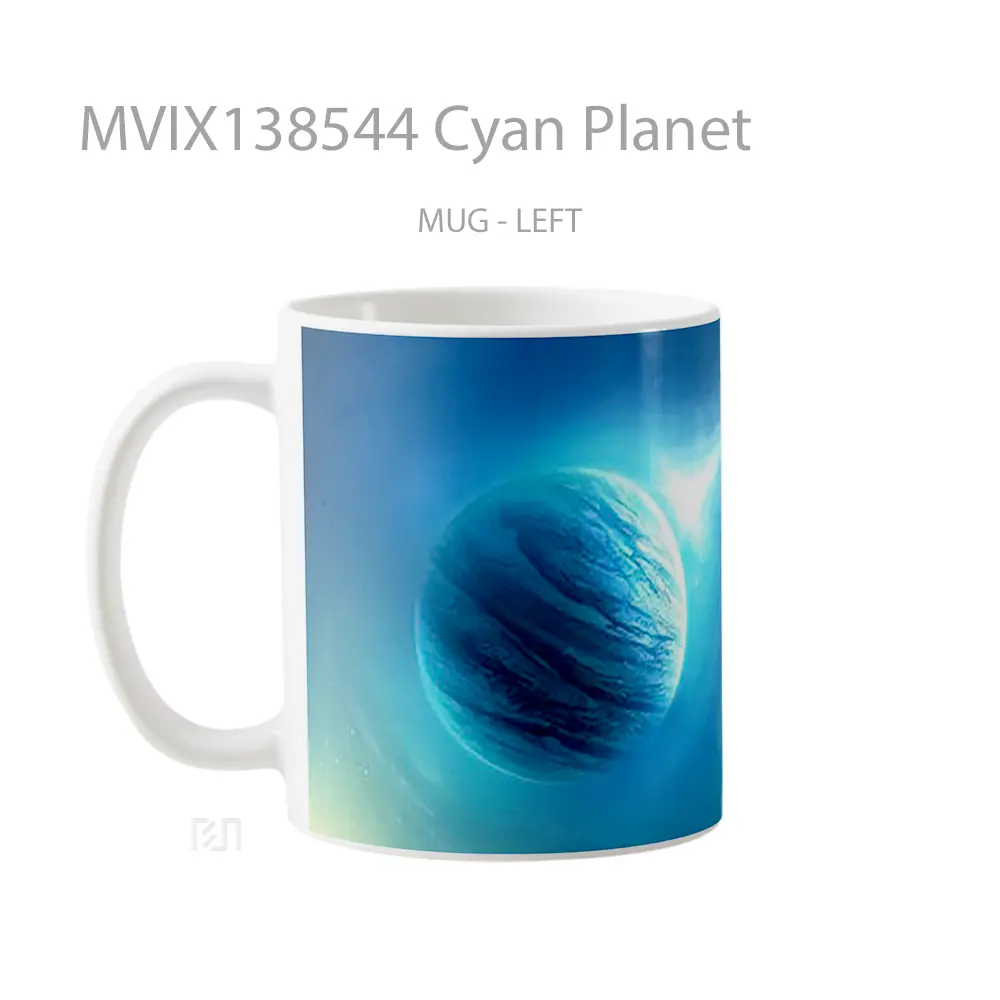 Mug Cyan Planet Gelas Astronomi - All-side / Desain
