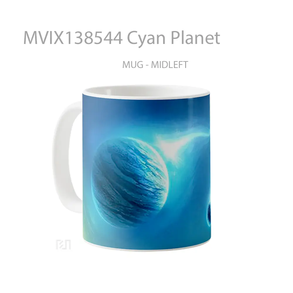 Mug Cyan Planet Gelas Astronomi - All-side / Desain