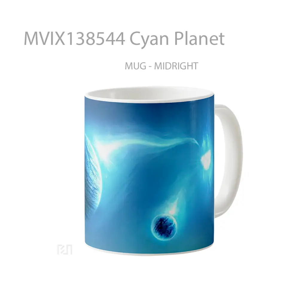 Mug Cyan Planet Gelas Astronomi - All-side / Desain