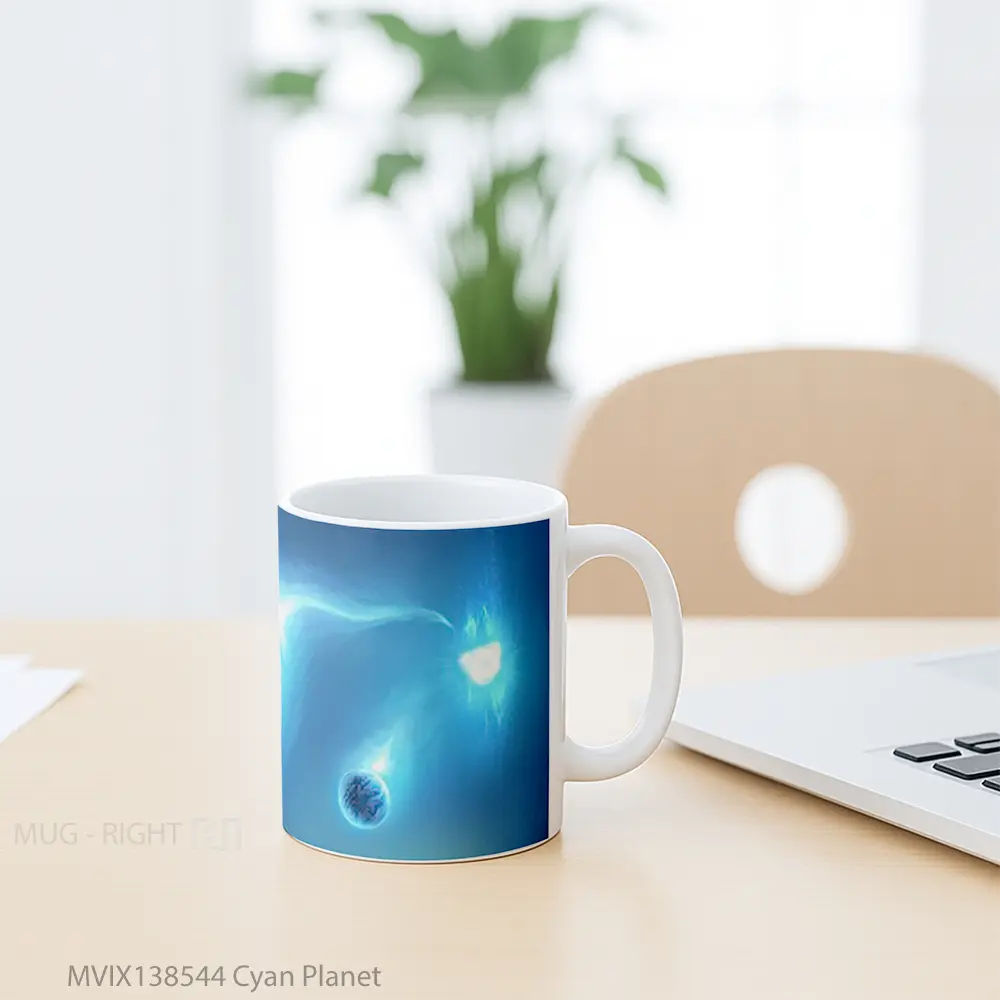 Mug Cyan Planet Gelas Astronomi - All-side / Desain