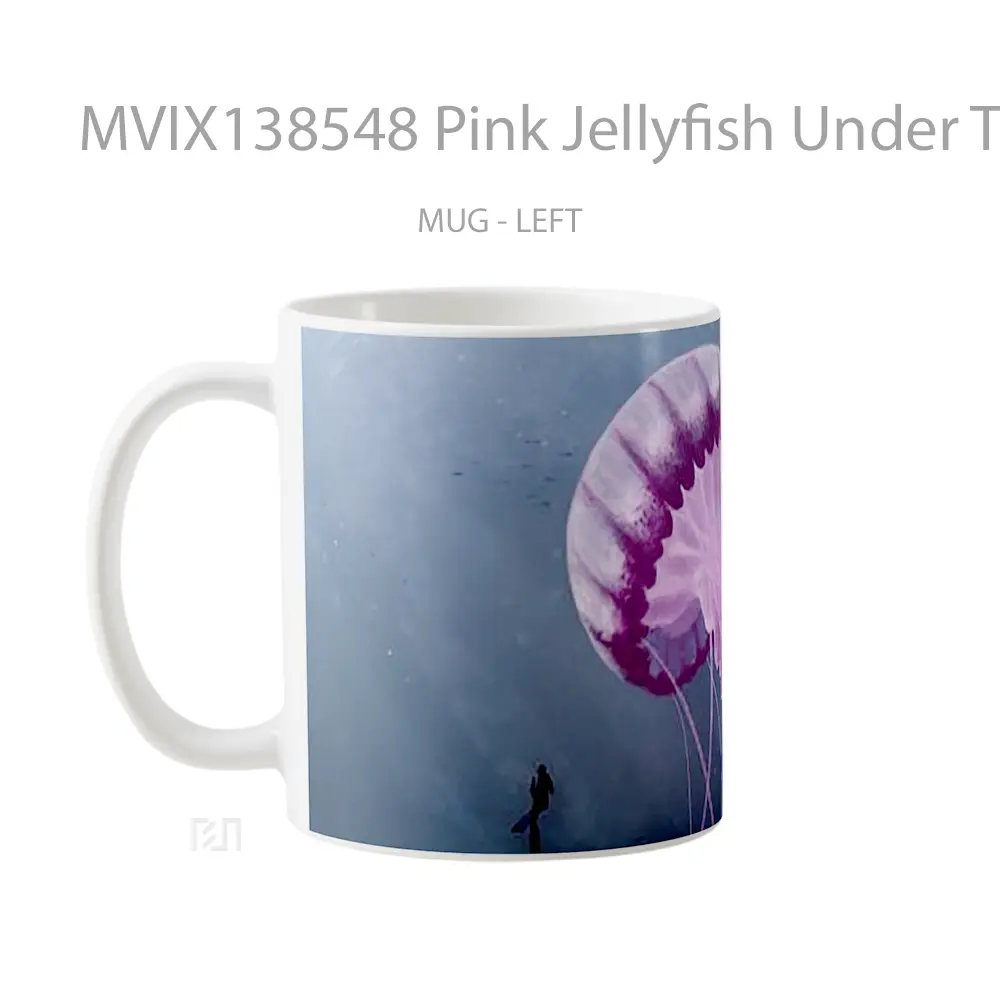 Mug Pink Jellyfish Under The Sea Gelas Pemandangan Alam - All-side / Desain