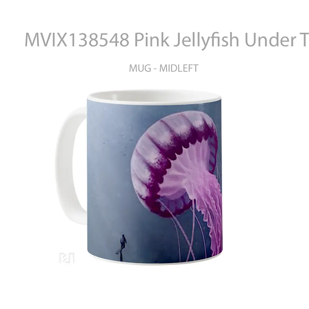 Mug Pink Jellyfish Under The Sea Gelas Pemandangan Alam - All-side / Desain