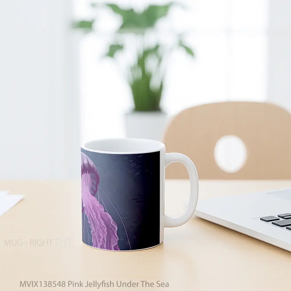 Mug Pink Jellyfish Under The Sea Gelas Pemandangan Alam - All-side / Desain