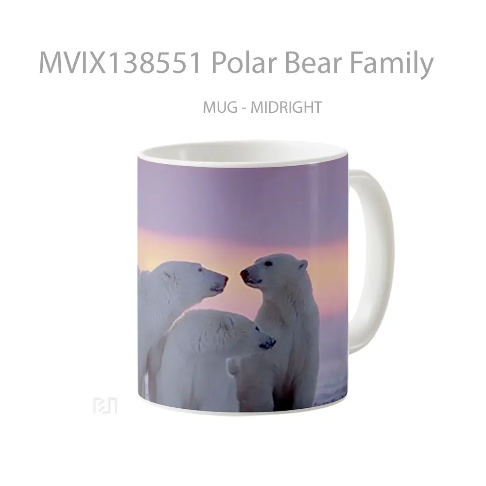 Mug Polar Bear Family Gelas Hewan Lucu - All-side / Desain