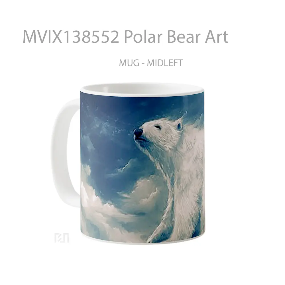 Mug Polar Bear Art Gelas Hewan Lucu - All-side / Desain