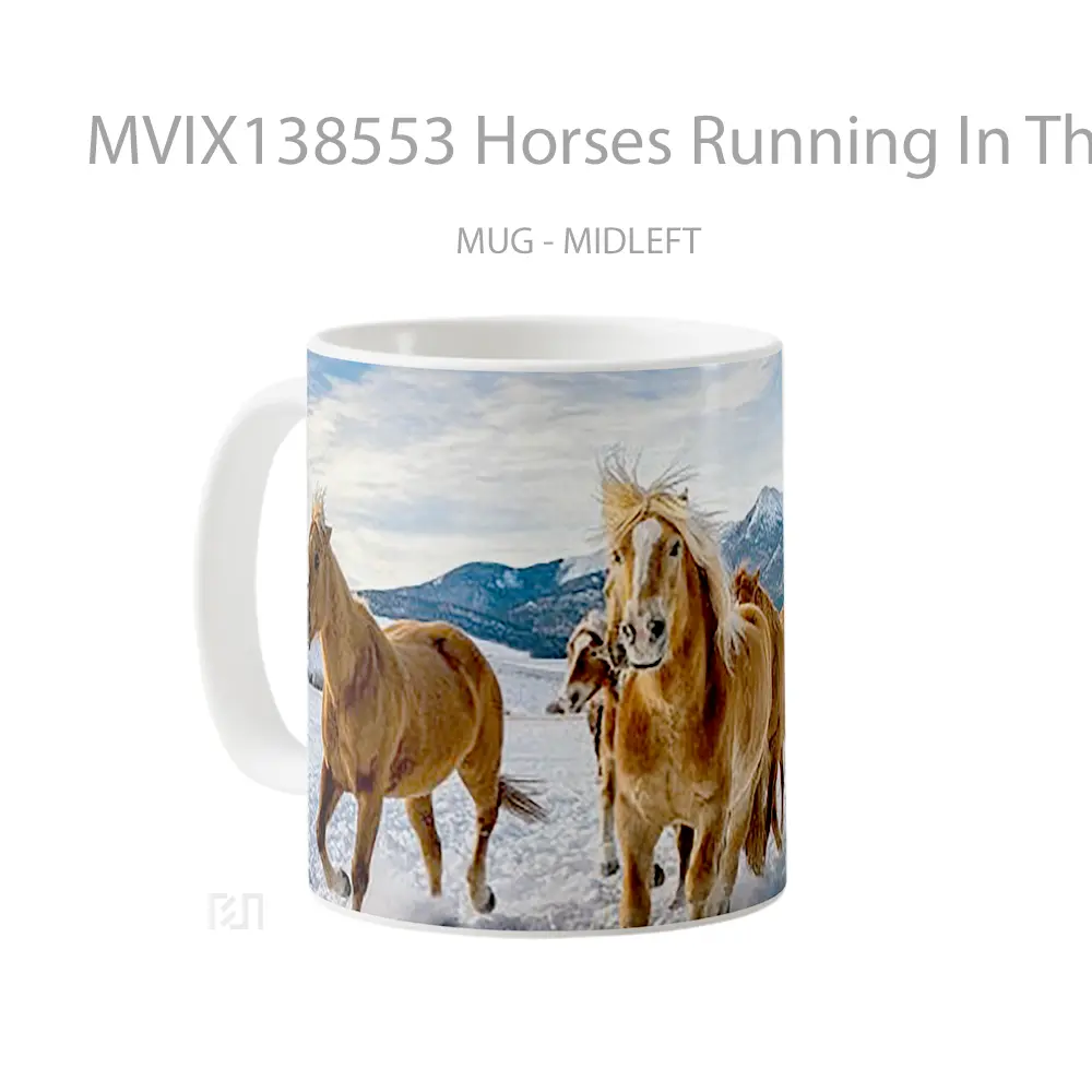 Mug Horses Running In The Snow Gelas Hewan Lucu - All-side / Desain