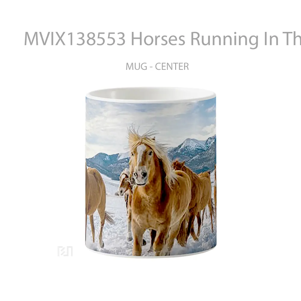 Mug Horses Running In The Snow Gelas Hewan Lucu