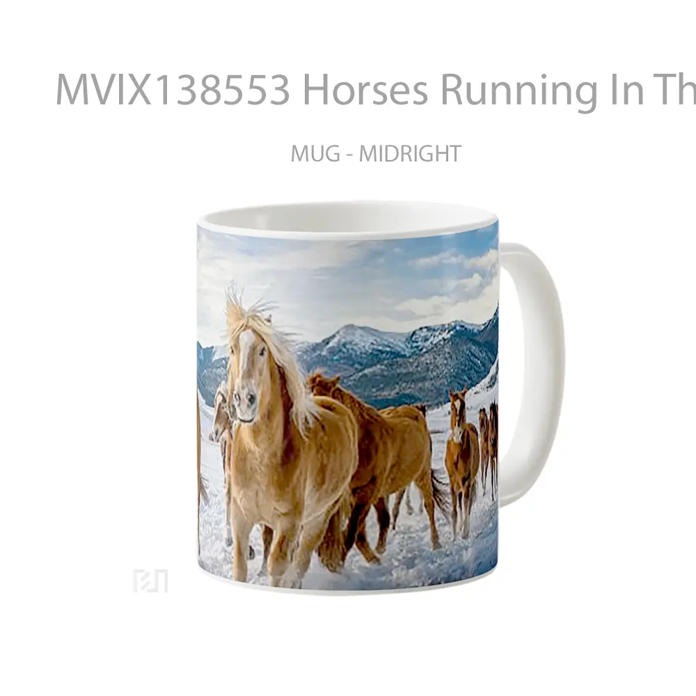 Mug Horses Running In The Snow Gelas Hewan Lucu - All-side / Desain