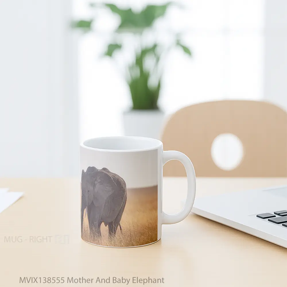 Mug Mother And Baby Elephant Gelas Hewan Lucu - All-side / Desain