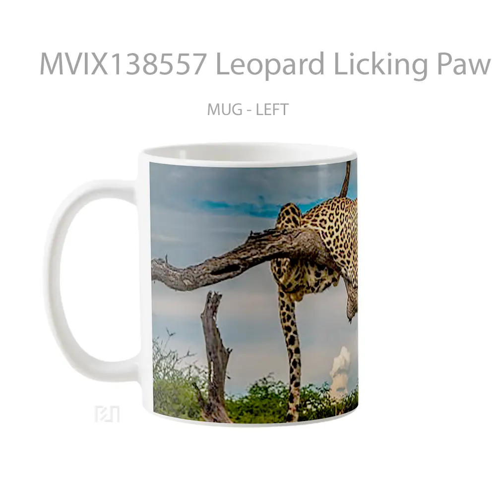 Mug Leopard Licking Paw Gelas Keramik Unik - All-side / Desain