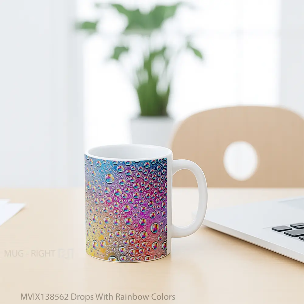 Mug Drops With Rainbow Colors Gelas Keramik Unik - All-side / Desain