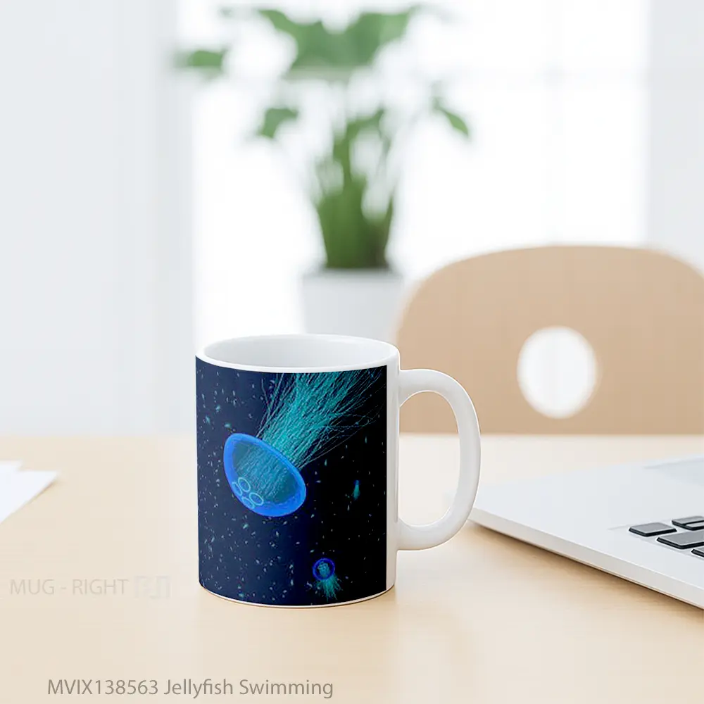 Mug Jellyfish Swimming Gelas Keramik Unik - All-side / Desain