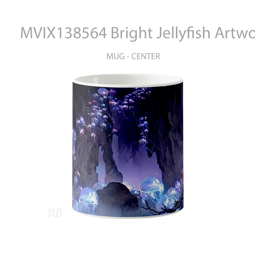 Mug Bright Jellyfish Artwork Gelas Seni Modern