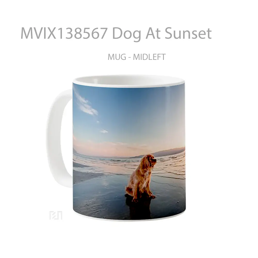Mug Dog At Sunset Gelas Hewan Lucu - All-side / Desain
