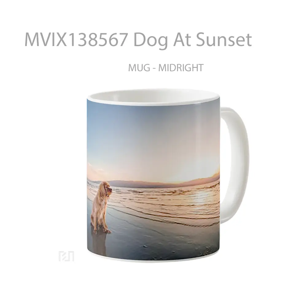 Mug Dog At Sunset Gelas Hewan Lucu - All-side / Desain