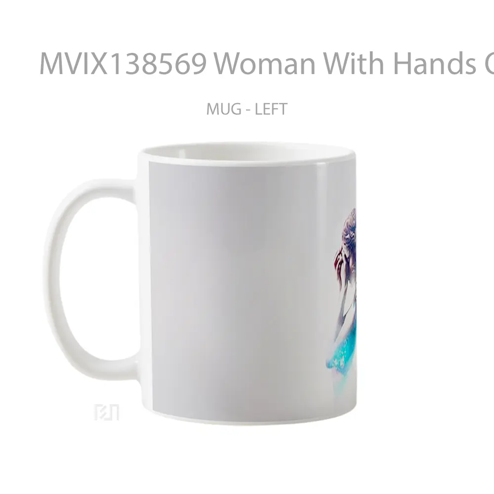 Mug Woman With Hands On Her Face Gelas Keramik Unik - All-side / Desain