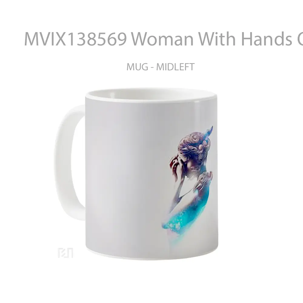 Mug Woman With Hands On Her Face Gelas Keramik Unik - All-side / Desain