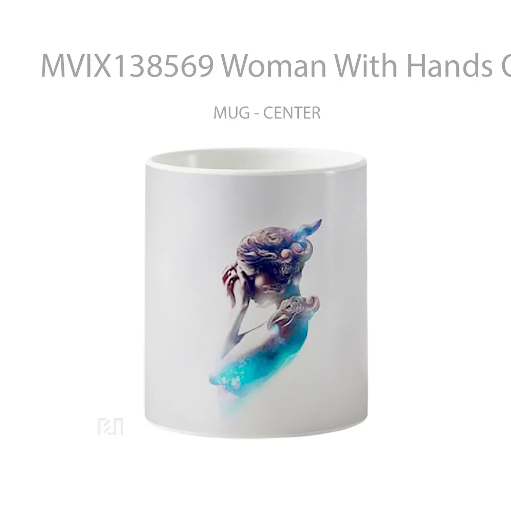 Mug Woman With Hands On Her Face Gelas Keramik Unik