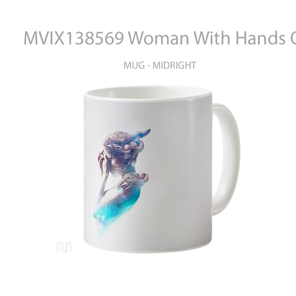 Mug Woman With Hands On Her Face Gelas Keramik Unik - All-side / Desain