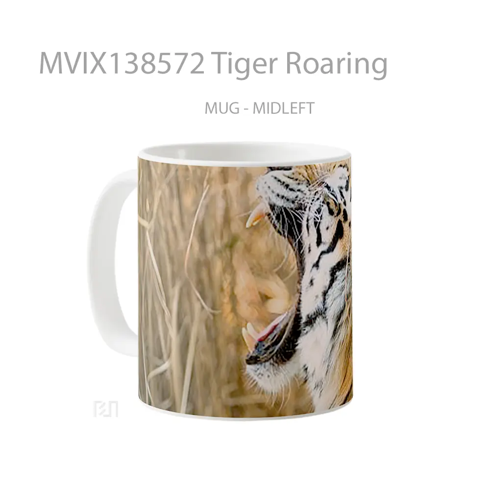 Mug Tiger Roaring Gelas Hewan Lucu - All-side / Desain