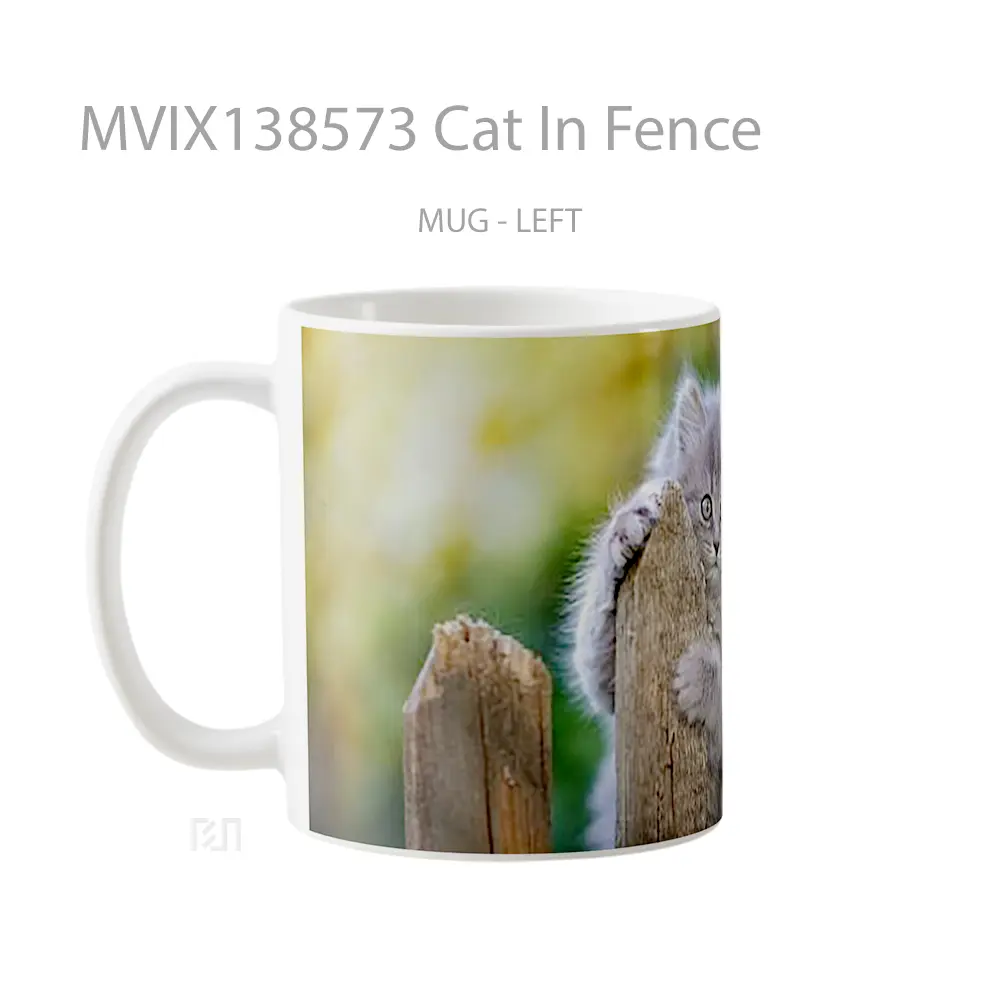Mug Cat In Fence Gelas Hewan Lucu - All-side / Desain
