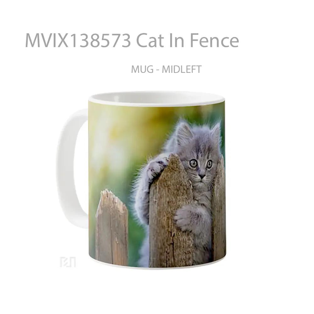 Mug Cat In Fence Gelas Hewan Lucu - All-side / Desain