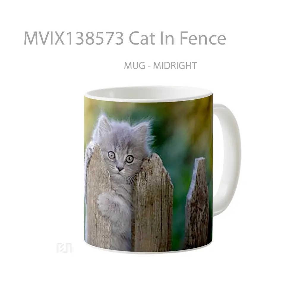 Mug Cat In Fence Gelas Hewan Lucu - All-side / Desain